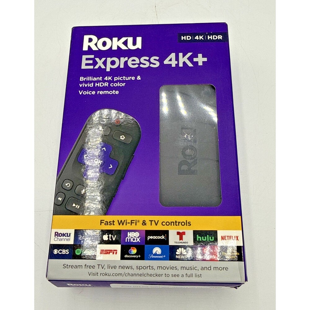 Express 4K+ Streaming Player HD/4K/HDR with Roku Voice with TV Controls New